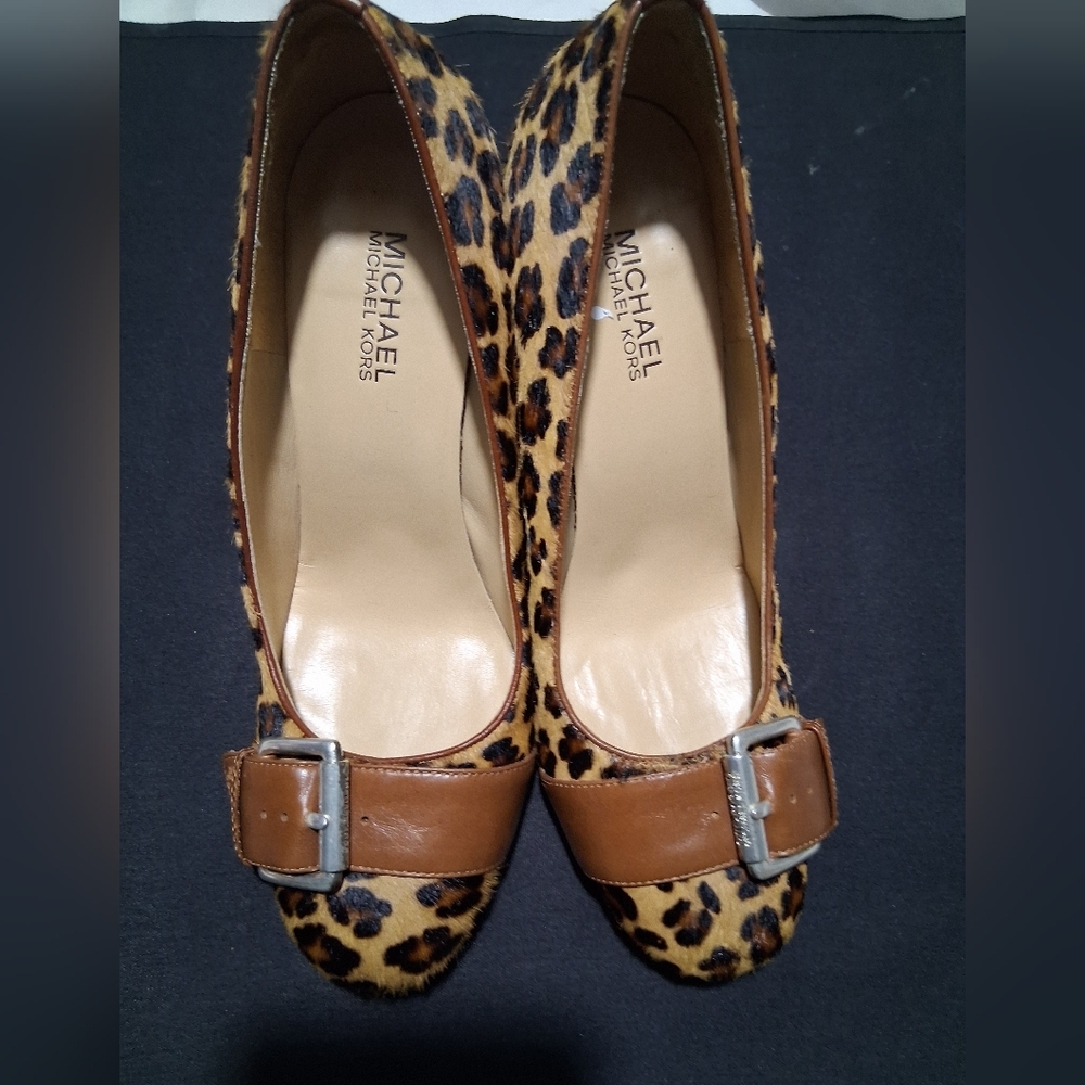 Michael Kors Leopard Print Flats with Brown and Black Accents